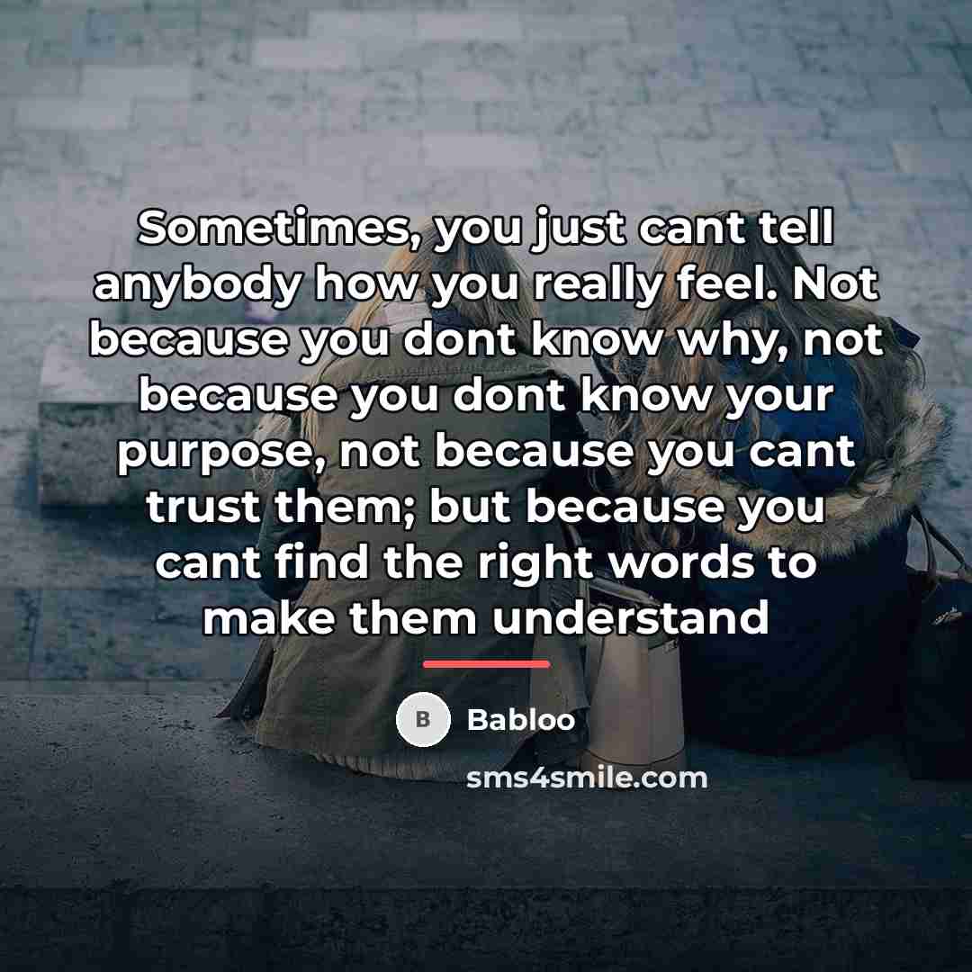 “Sometimes, you just cant tell anybody how you really feel.…” quote by Babloo