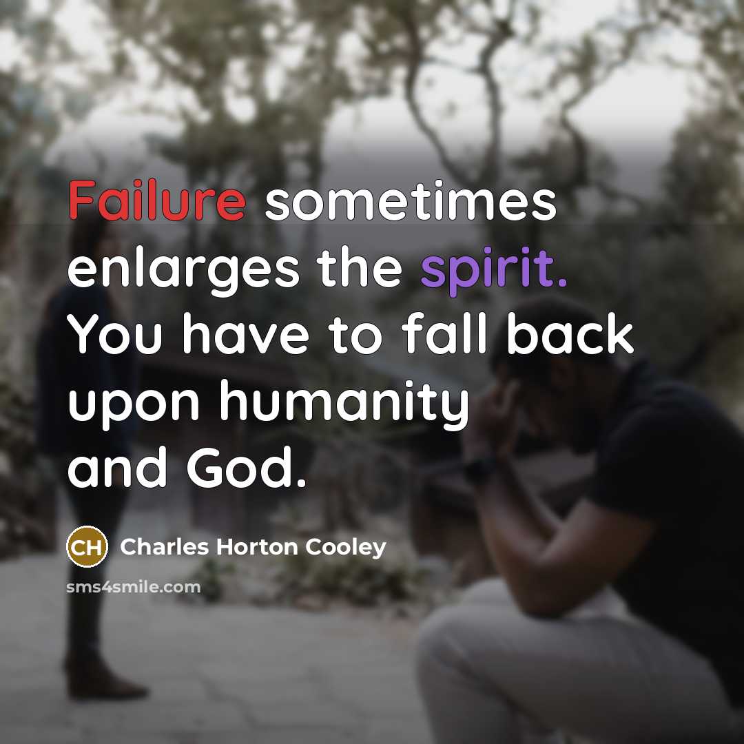 “Failure sometimes enlarges the spirit. You have to fall back…” quote by Charles Horton Cooley