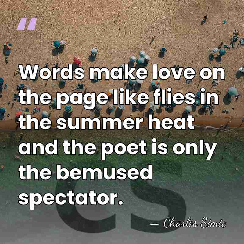 Words make love on the page like flies in the summer heat&hellip; - Charles Simic