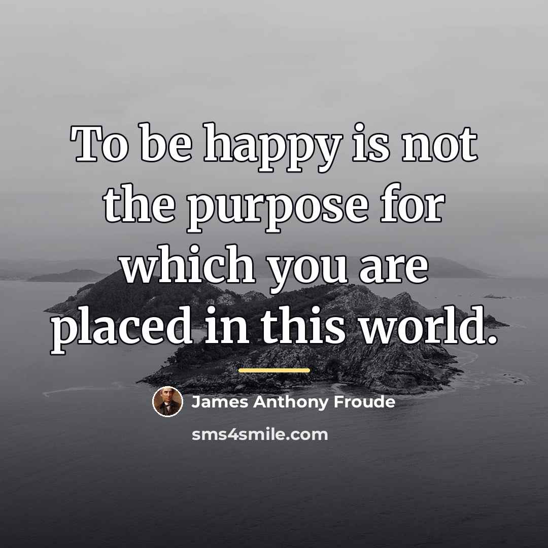 “To be happy is not the purpose for which you…” quote by James Anthony Froude