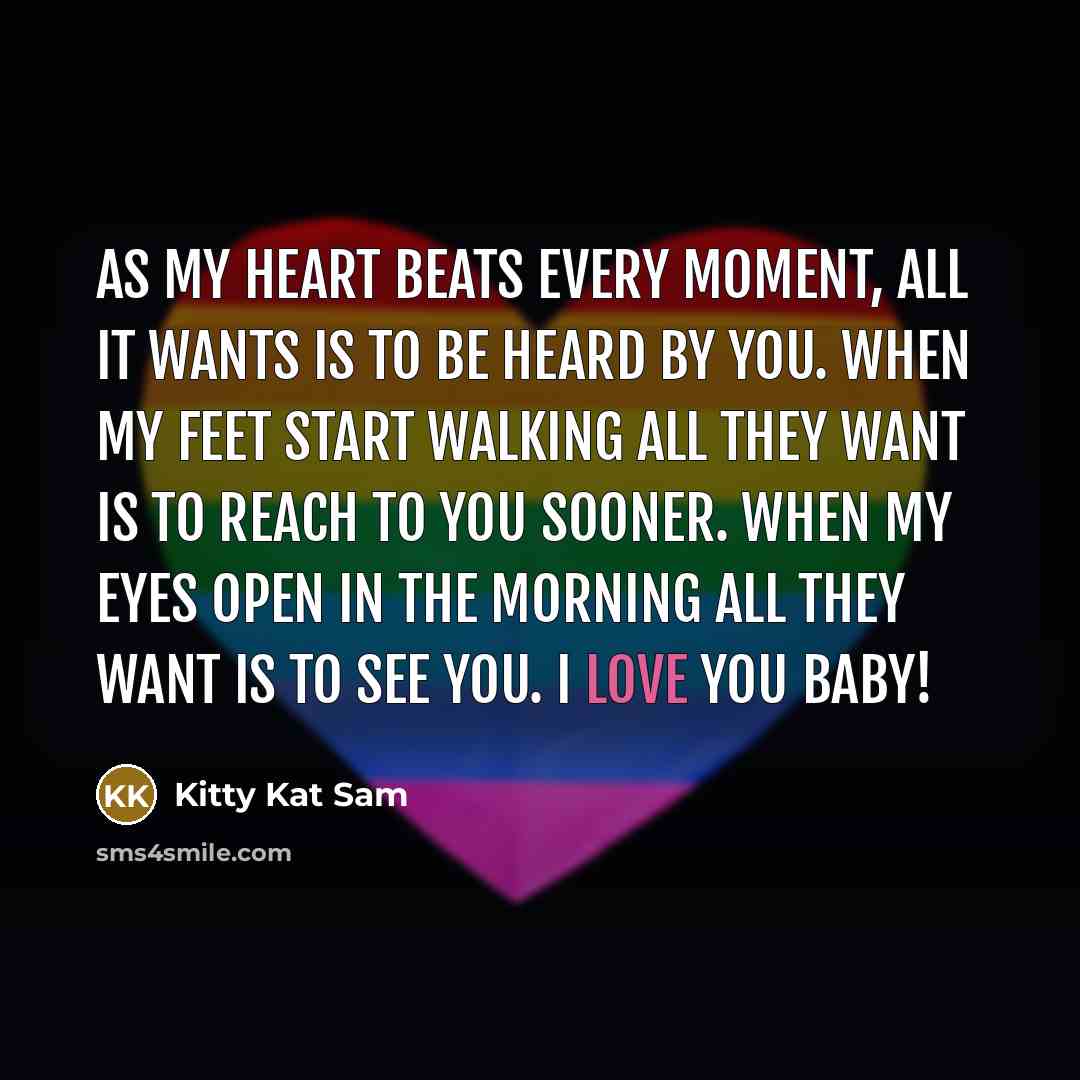 “As my heart beats every moment, all it wants is…” quote by Kitty Kat Sam
