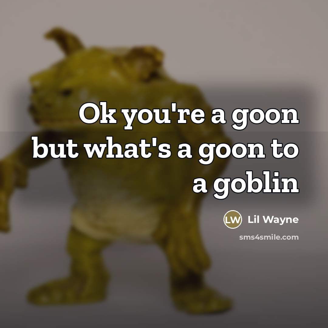 “"Ok you're a goon but what's a goon to a…” quote by Lil Wayne