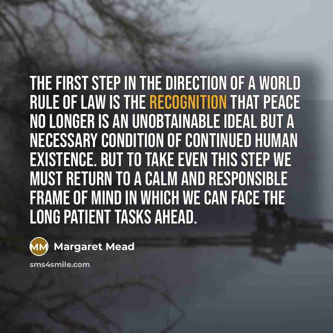 “The first step in the direction of a world rule…” quote by Margaret Mead