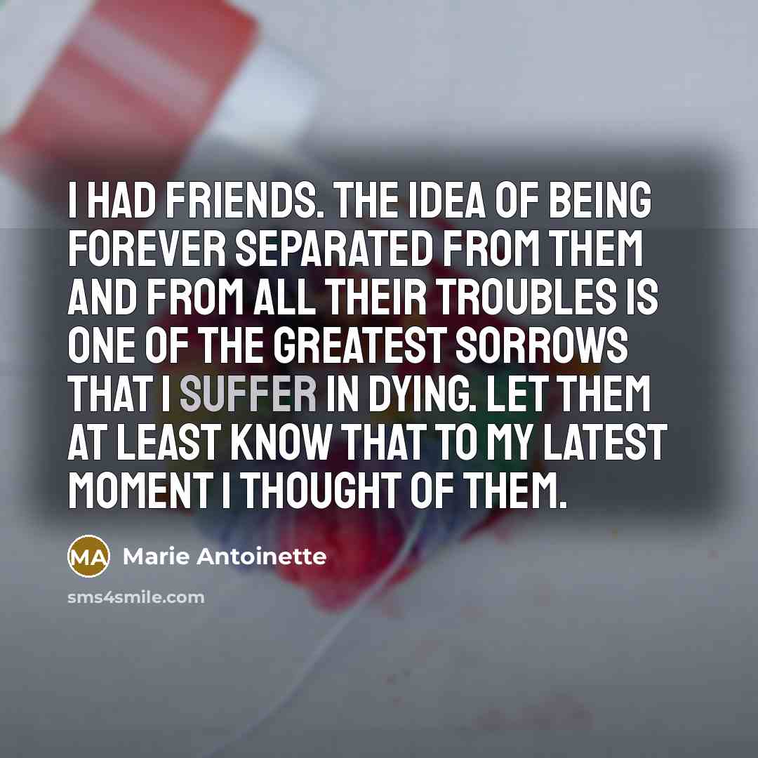 “I had friends. The idea of being forever separated from…” quote by Marie Antoinette