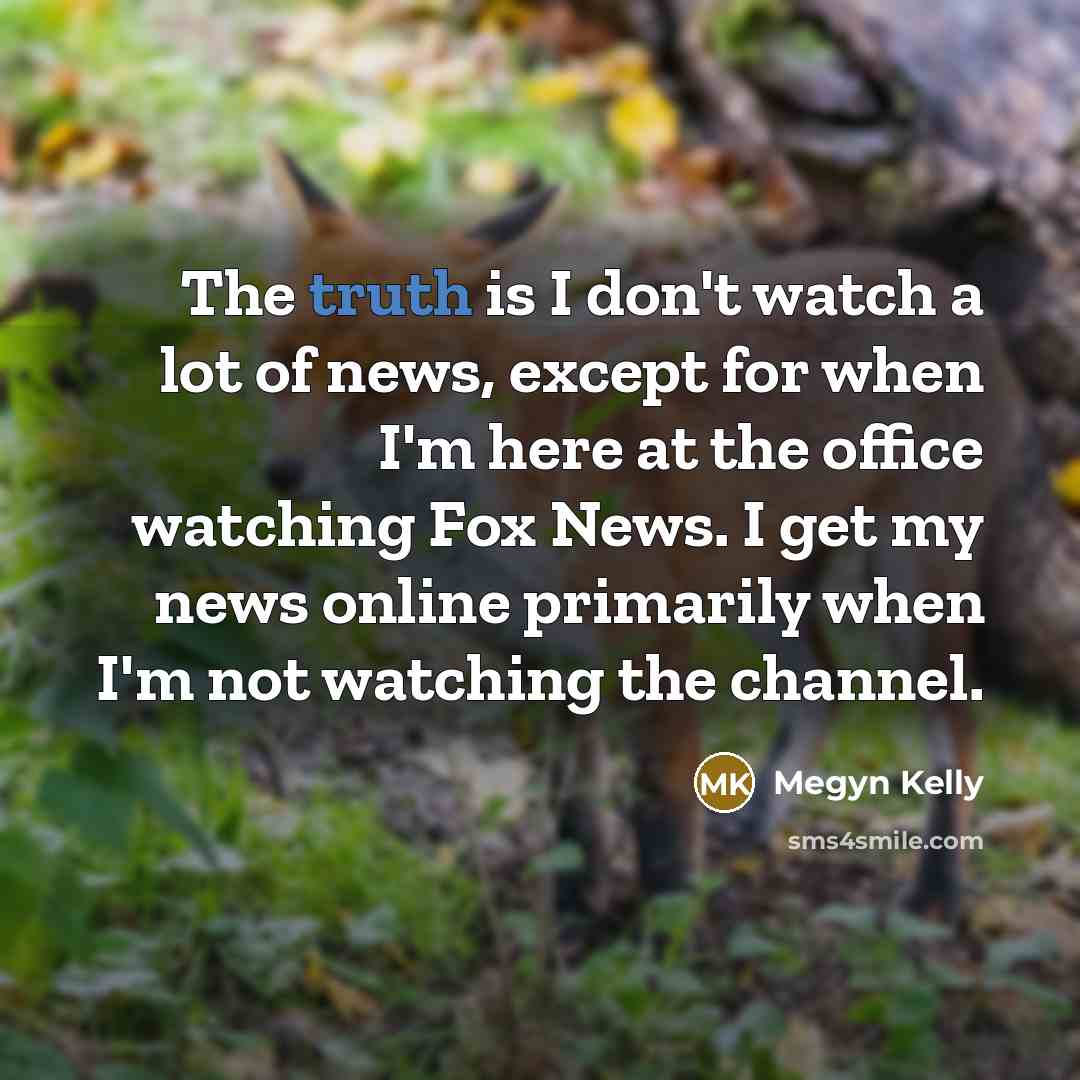 “The truth is I don't watch a lot of news,…” quote by Megyn Kelly