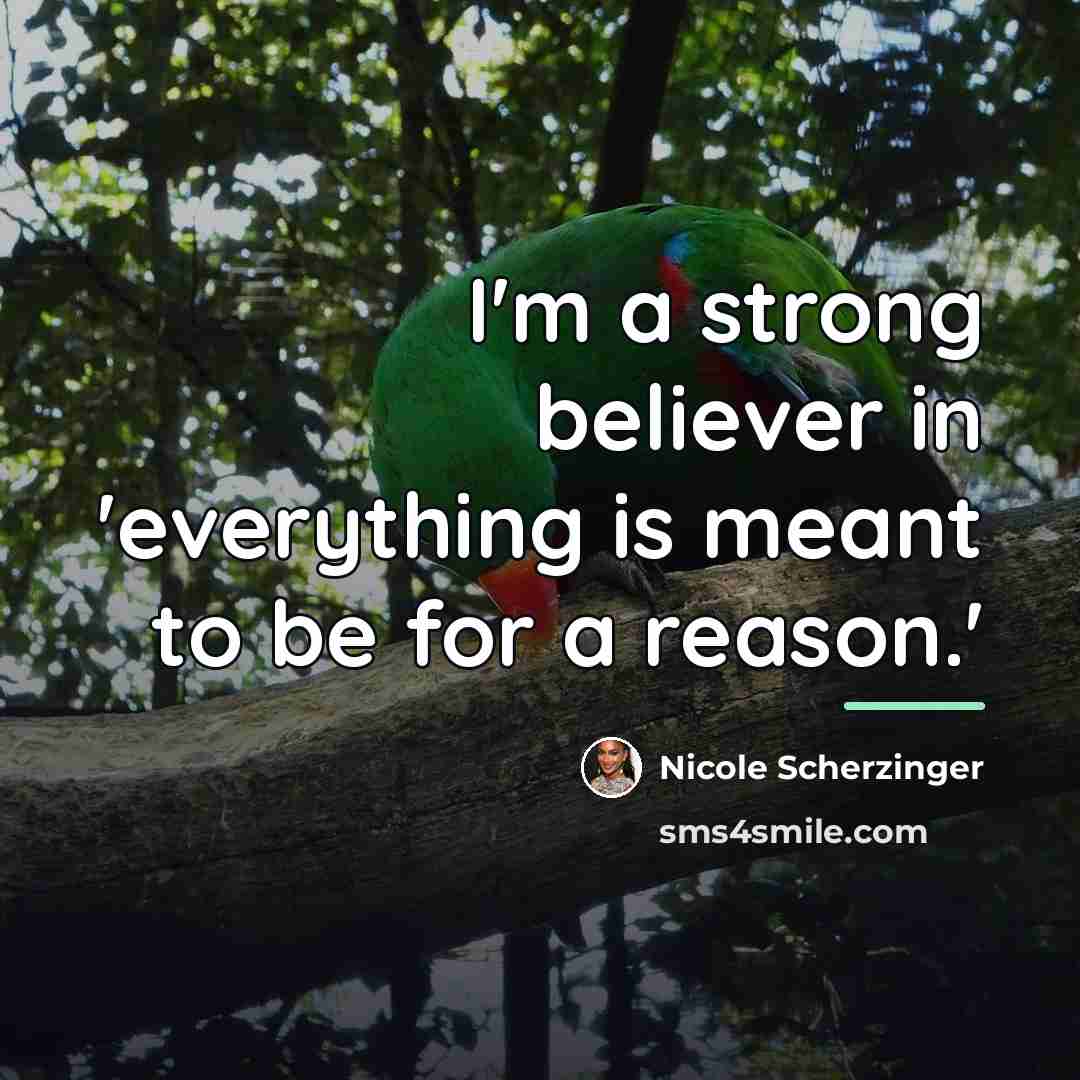 “I'm a strong believer in 'everything is meant to be…” quote by Nicole Scherzinger