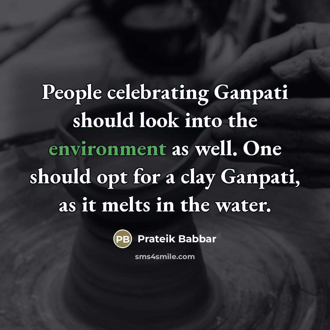 “People celebrating Ganpati should look into the environment as well.…” quote by Prateik Babbar