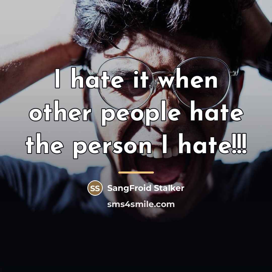 “I hate it when other people hate the person I…” quote by SangFroid Stalker