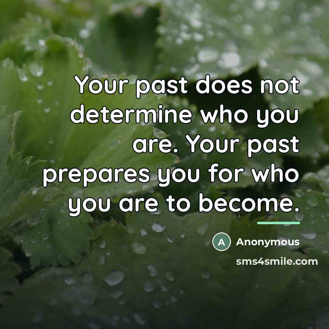 “Your past does not determine who you are. Your past…” quote by Anonymous
