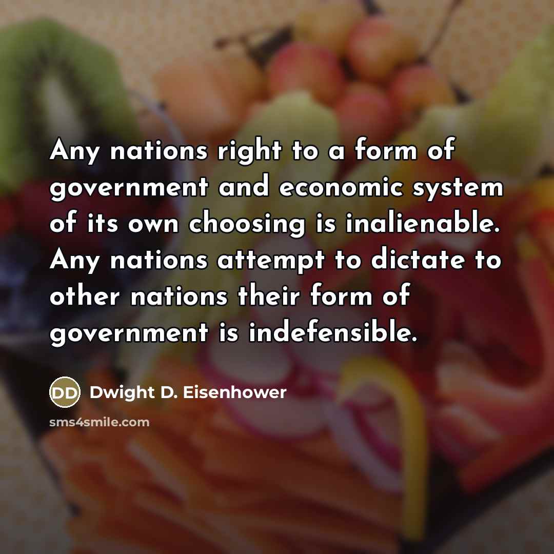 “Any nations right to a form of government and economic…” quote by Dwight D. Eisenhower