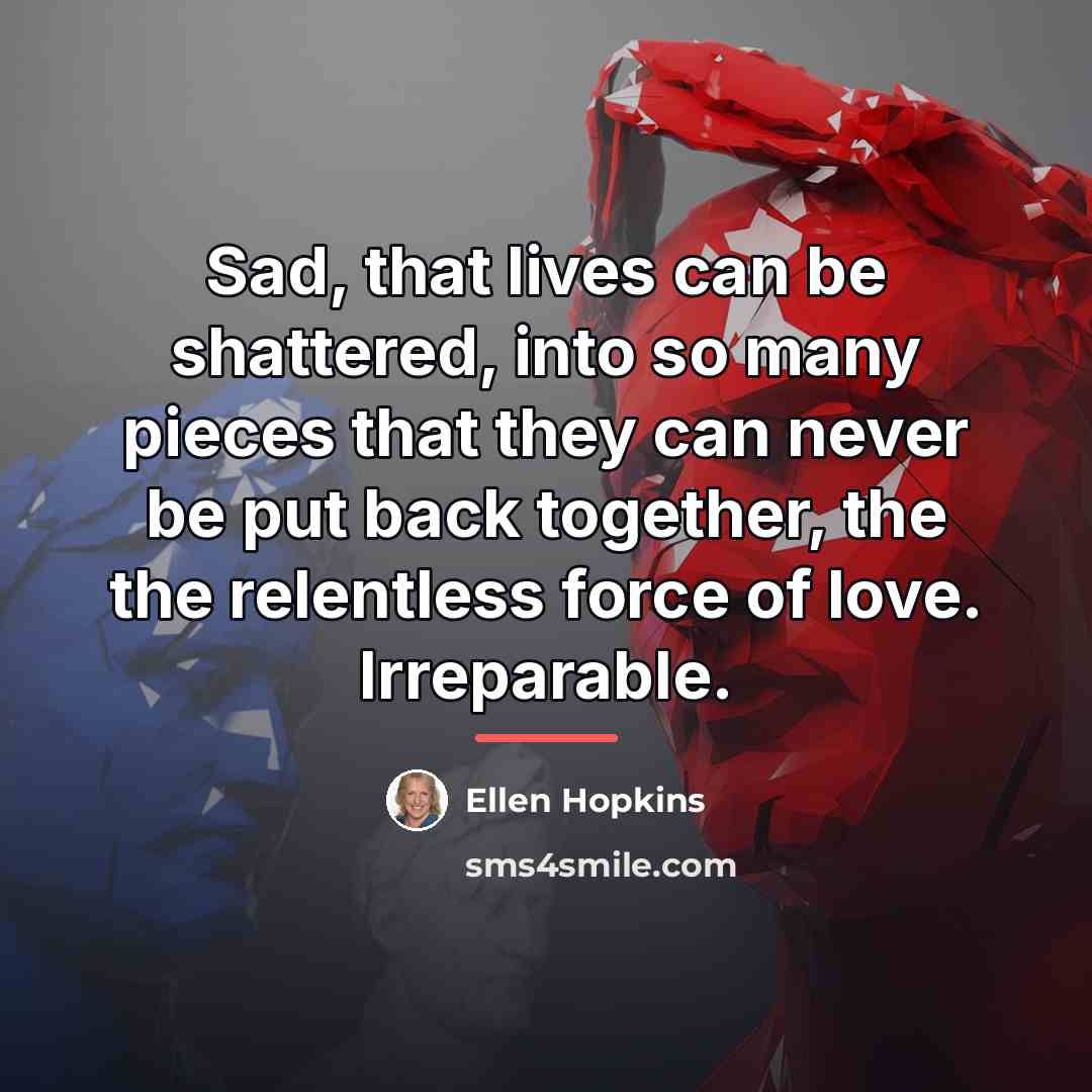 “Sad, that lives can be shattered, into so many pieces…” quote by Ellen Hopkins