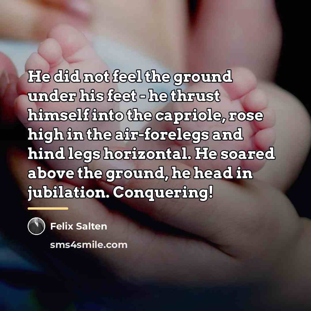 “He did not feel the ground under his feet -…” quote by Felix Salten