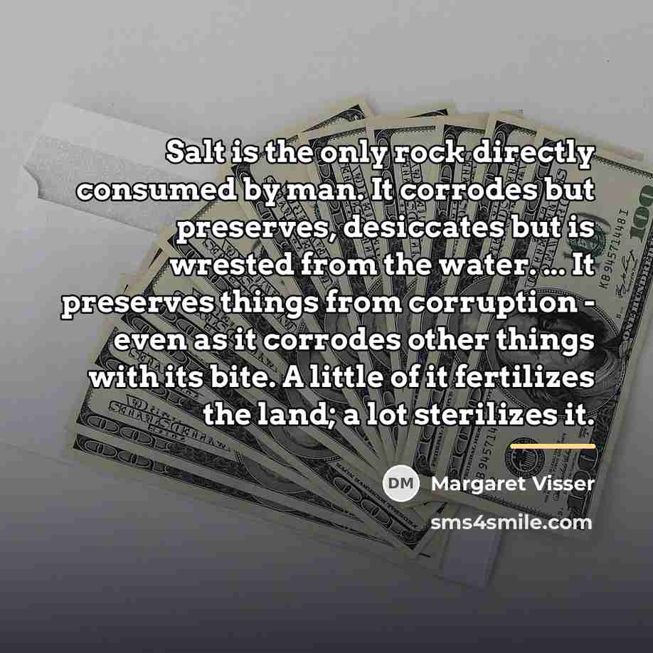 “Salt is the only rock directly consumed by man. It…” quote by Margaret Visser