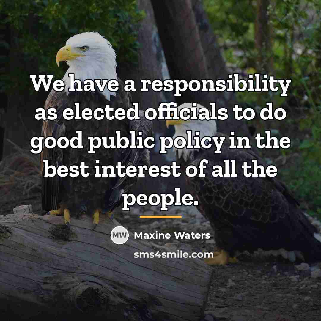 “We have a responsibility as elected officials to do good…” quote by Maxine Waters