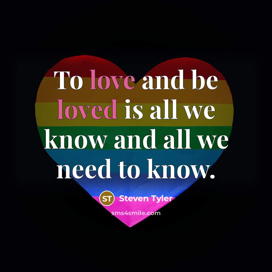 “To love and be loved is all we know and all we need to know.” quote by Steven Tyler