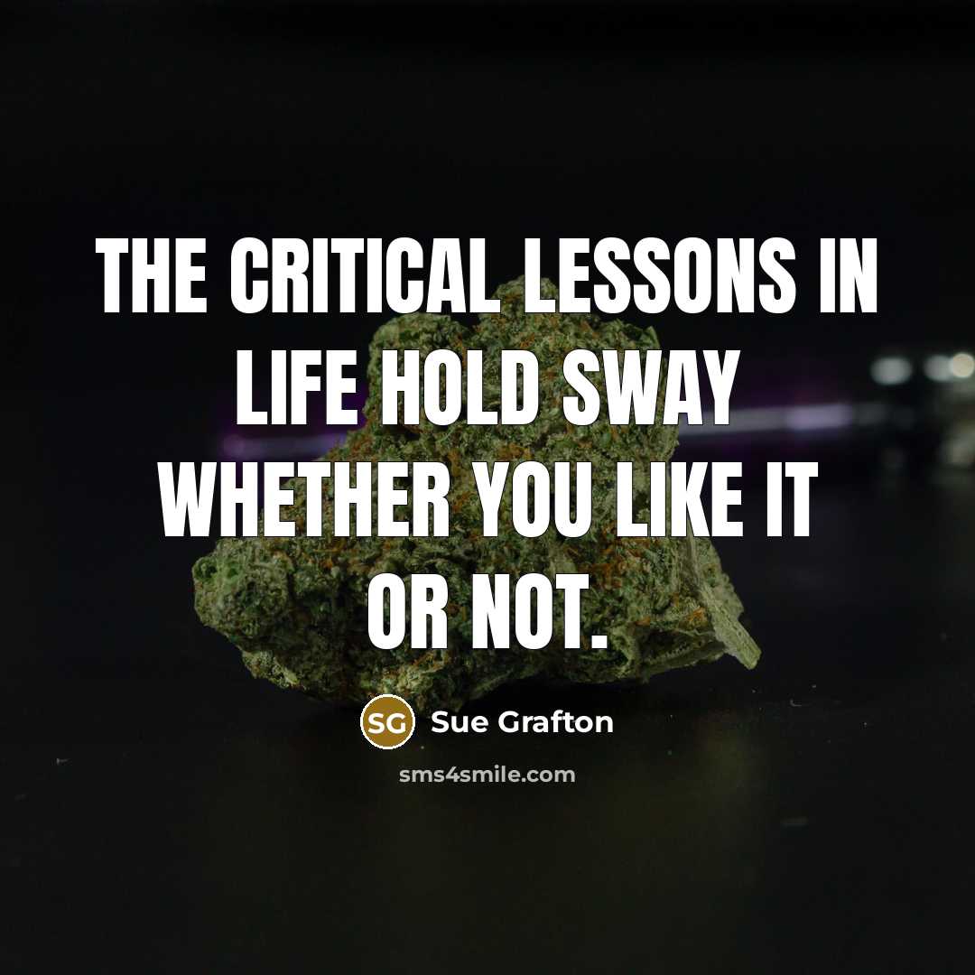 “The critical lessons in life hold sway whether you like…” quote by Sue Grafton
