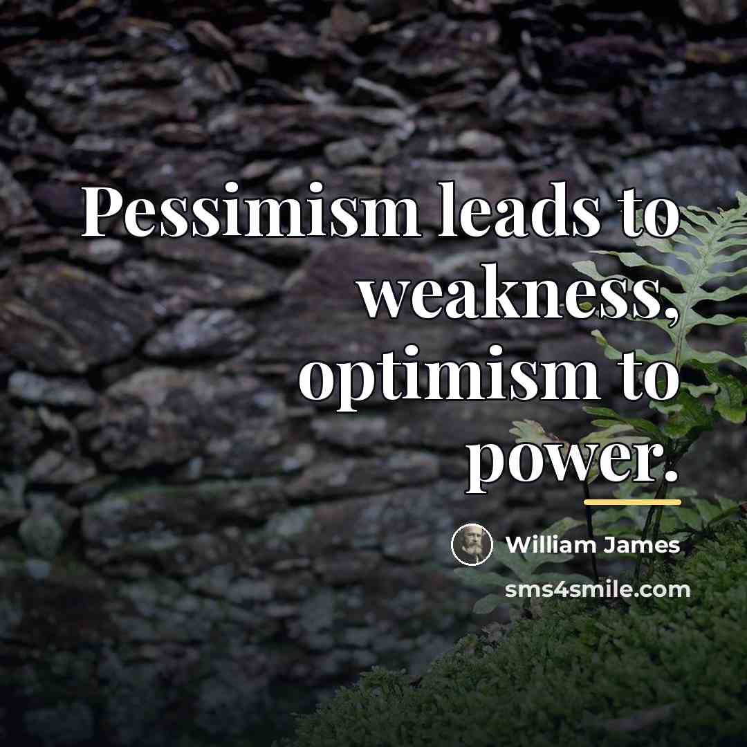 “Pessimism leads to weakness, optimism to power.…” quote by William James