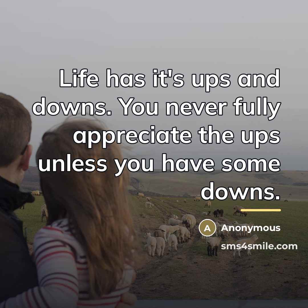 “Life has it's ups and downs. You never fully appreciate…” quote by Anonymous