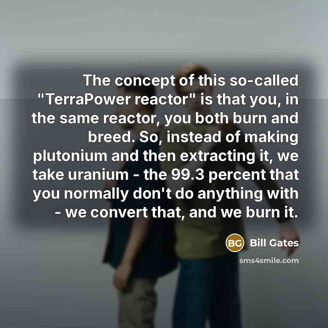 “The concept of this so-called "TerraPower reactor" is that you,…” quote by Bill Gates
