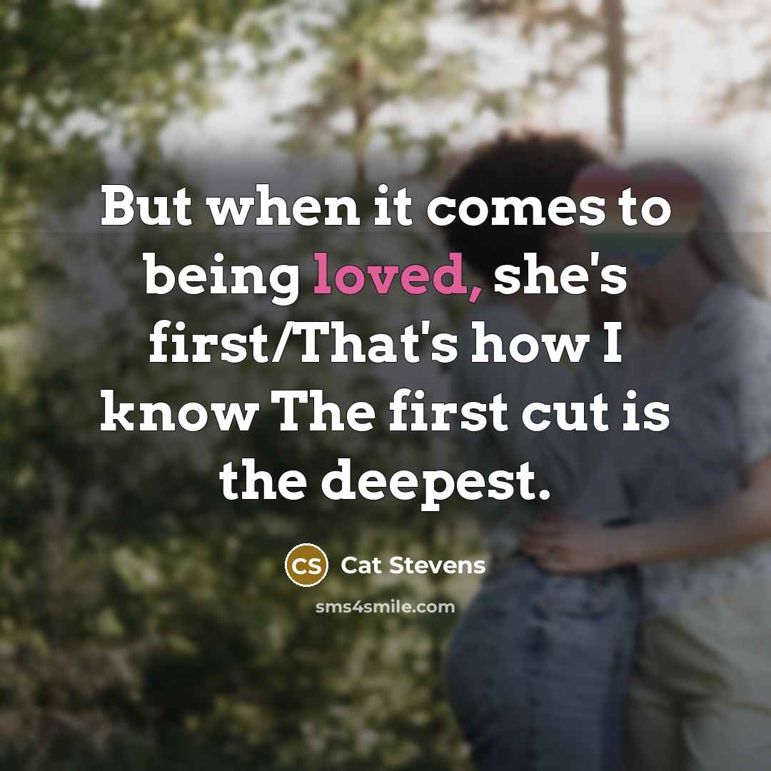 “But when it comes to being loved, she's first/That's how…” quote by Cat Stevens