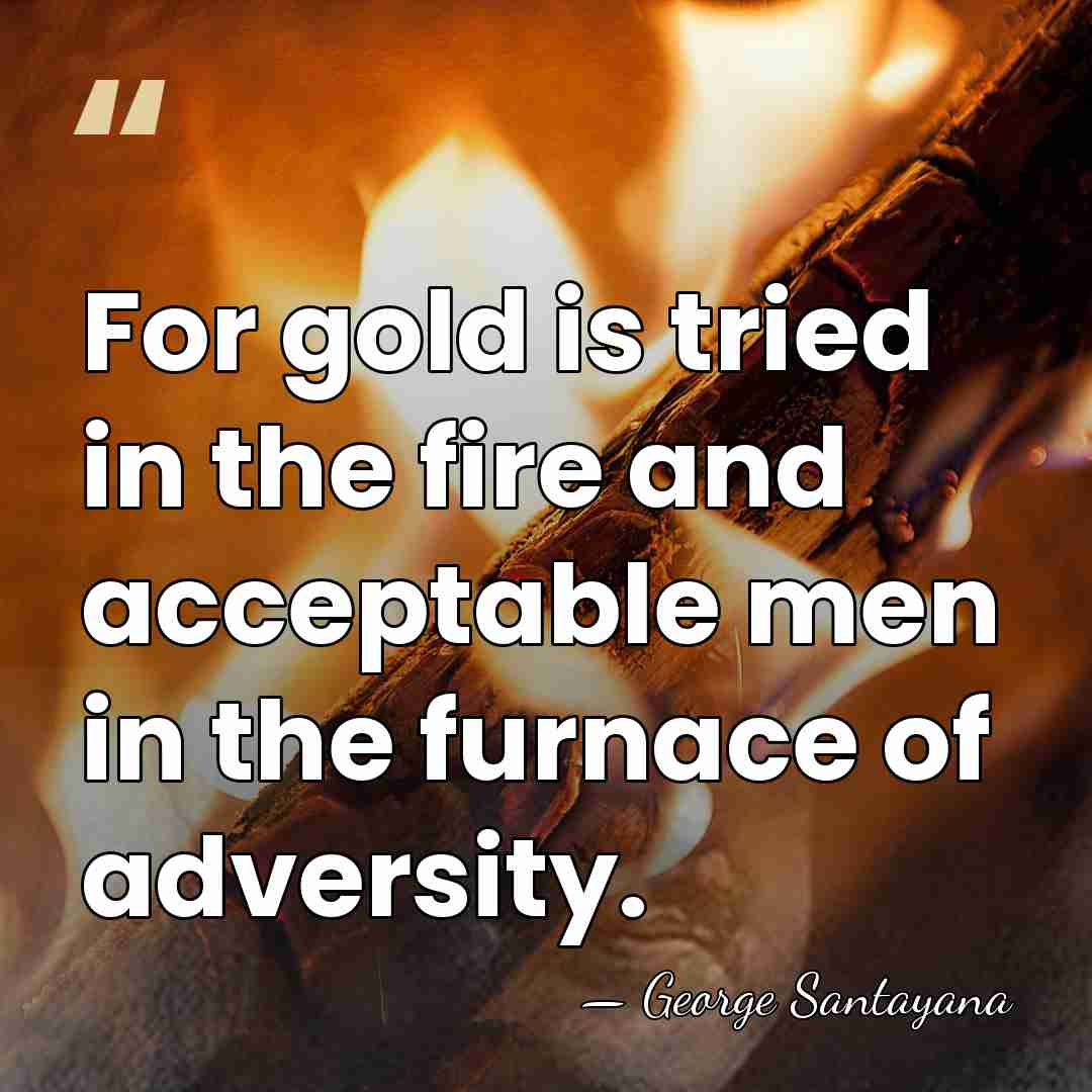 For gold is tried in the fire and acceptable men in the&hellip; - George Santayana