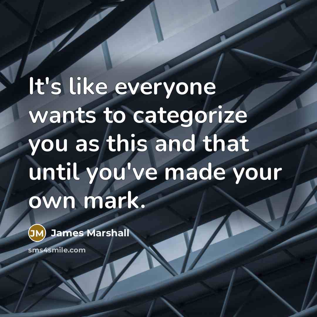 “It's like everyone wants to categorize you as this and…” quote by James Marshall