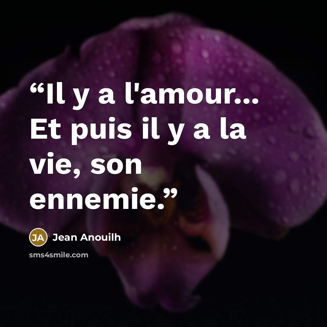 “Il y a l'amour... Et puis il y a la vie, son ennemie.” quote by Jean Anouilh