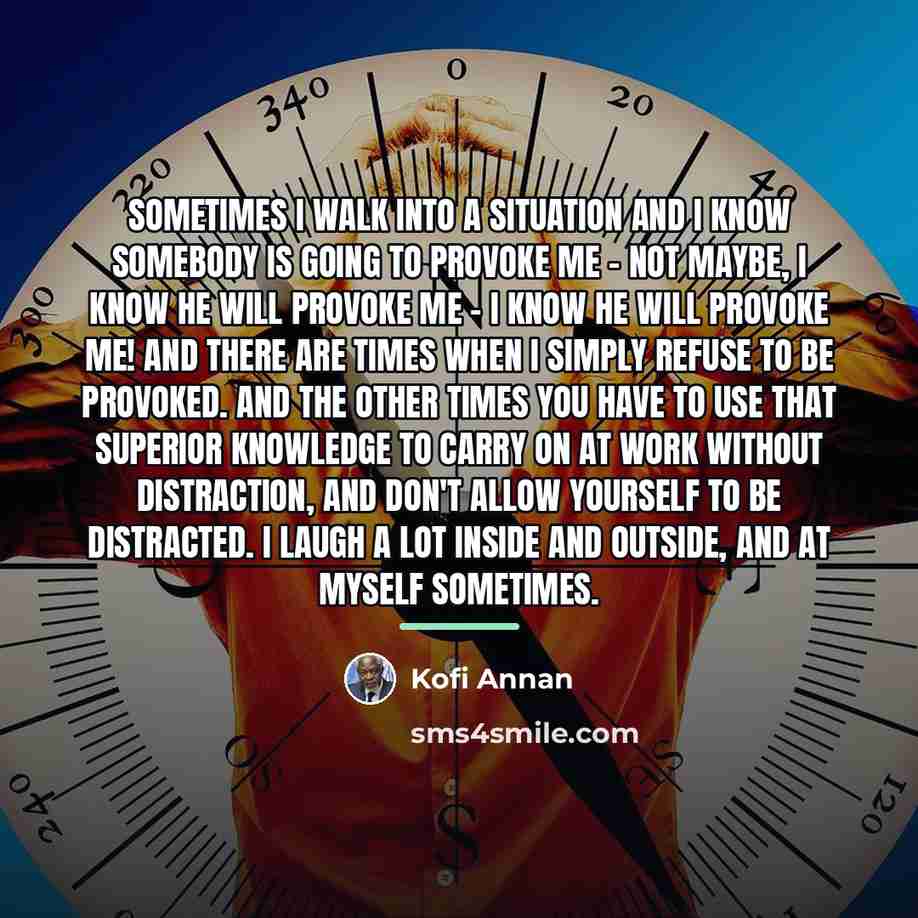 “Sometimes I walk into a situation and I know somebody…” quote by Kofi Annan