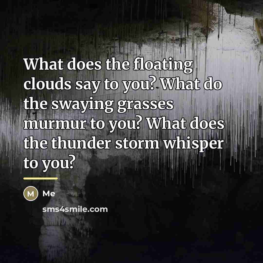 “What does the floating clouds say to you? What do…” quote by Me