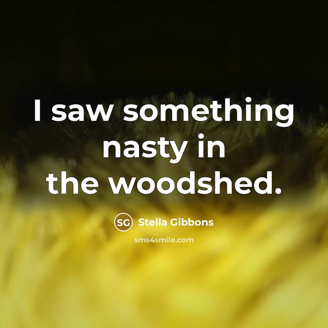 “I saw something nasty in the woodshed.…” quote by Stella Gibbons