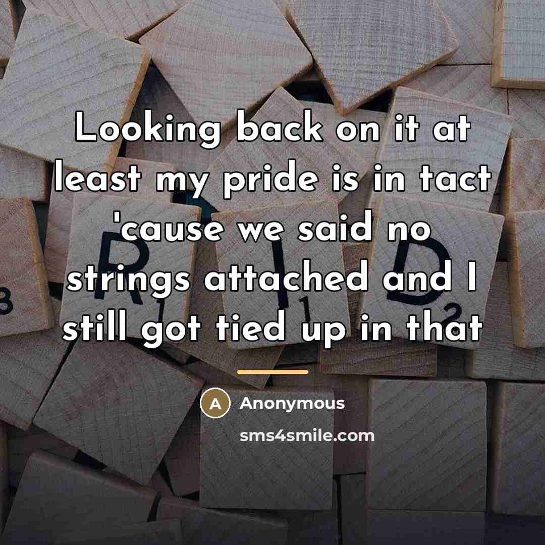 “Looking back on it at least my pride is in…” quote by Anonymous