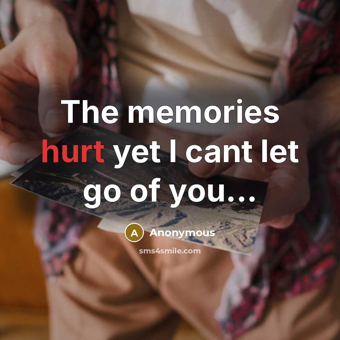 “The memories hurt yet I cant let go of you...…” quote by Anonymous