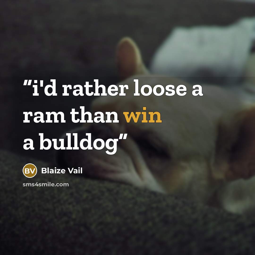 “i'd rather loose a ram than win a bulldog” quote by Blaize Vail