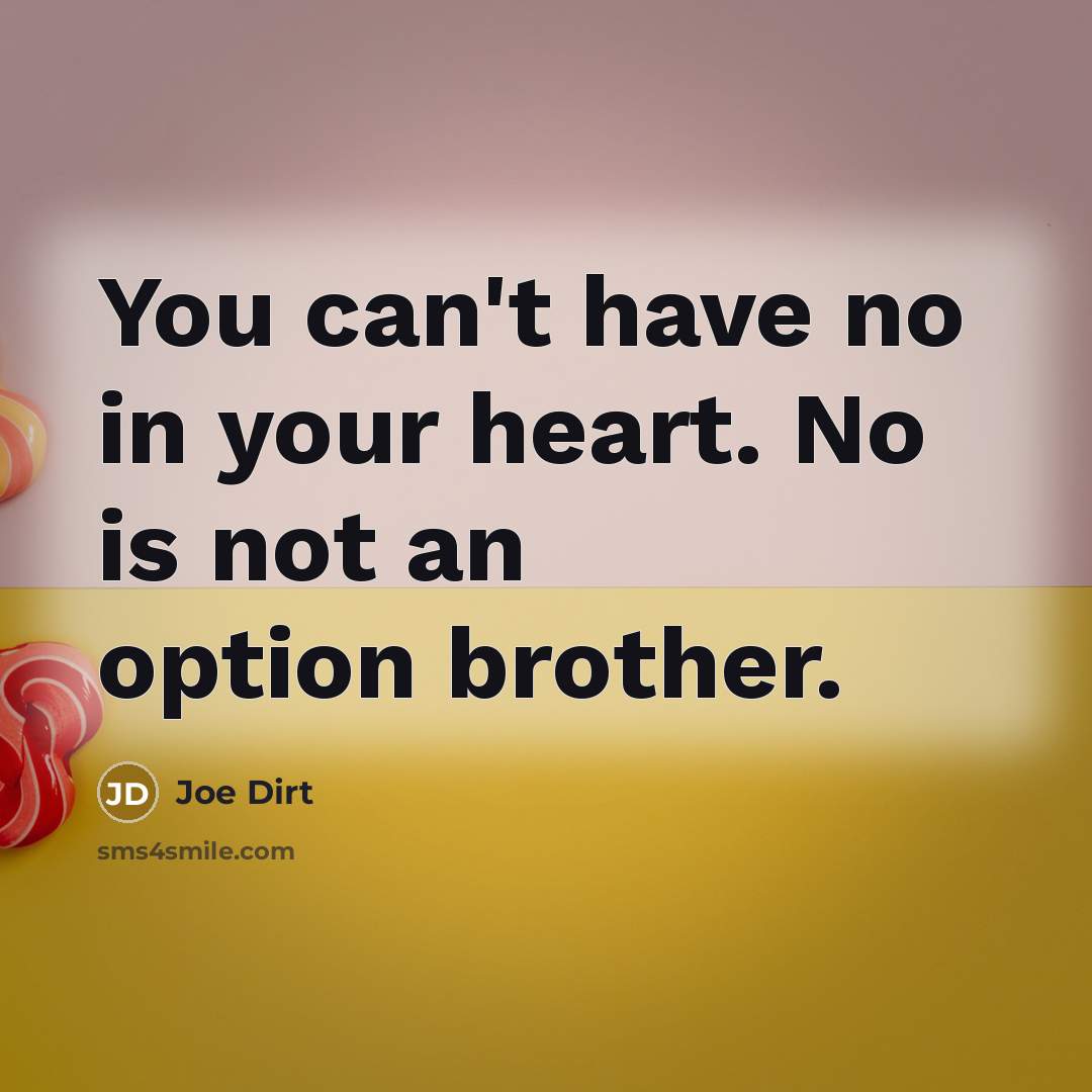“You can't have no in your heart. No is not an option brother.” quote by Joe Dirt