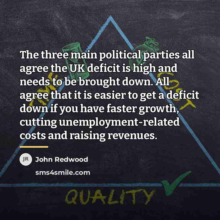 “The three main political parties all agree the UK deficit…” quote by John Redwood