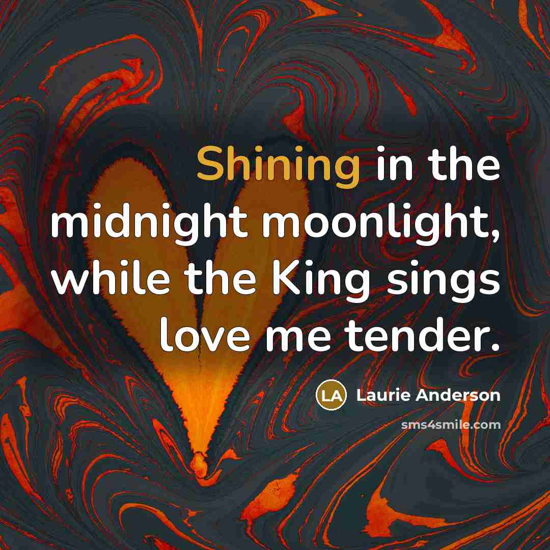“Shining in the midnight moonlight, while the King sings love…” quote by Laurie Anderson
