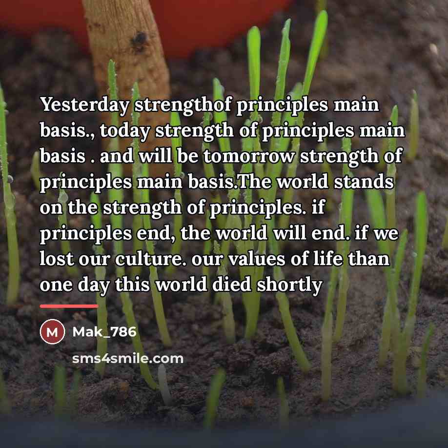“Yesterday strengthof principles main basis., today strength of principles main…” quote by Mak_786