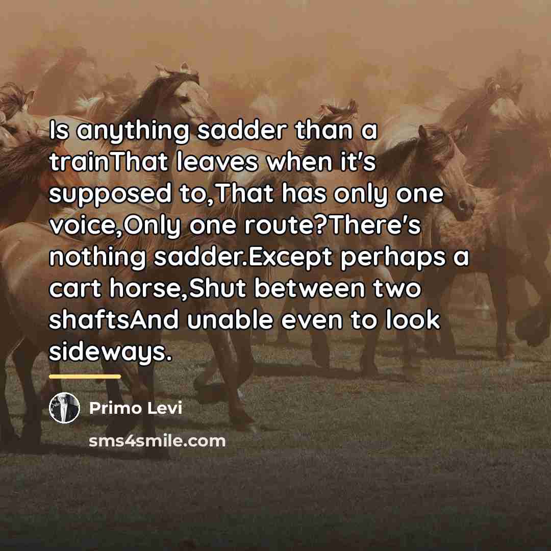 “Is anything sadder than a trainThat leaves when it's supposed…” quote by Primo Levi