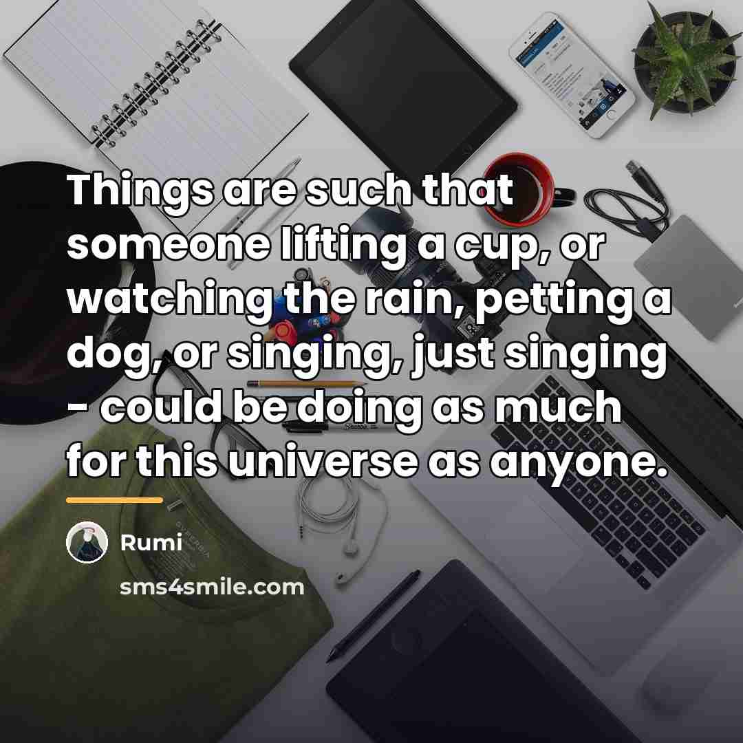 “Things are such that someone lifting a cup, or watching…” quote by Rumi