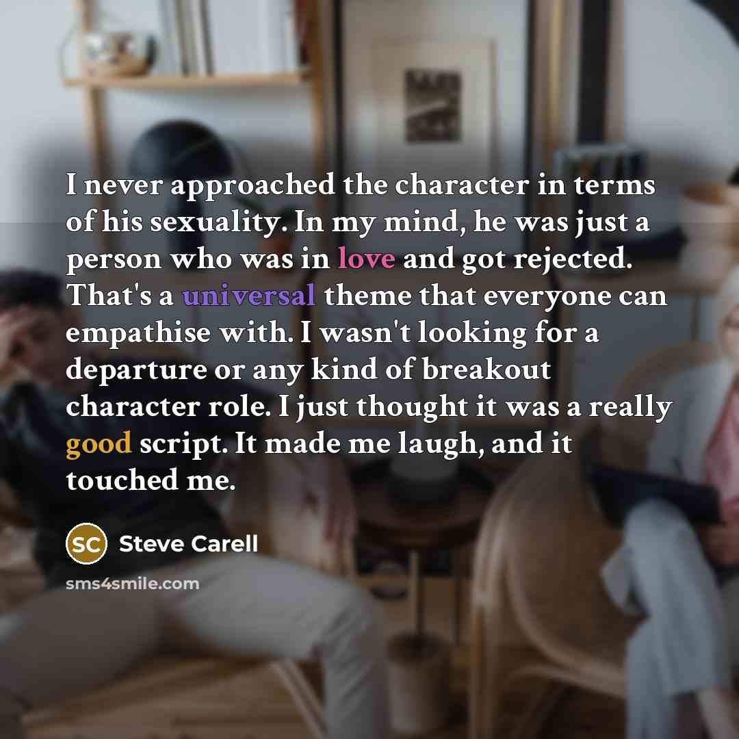 “I never approached the character in terms of his sexuality.…” quote by Steve Carell
