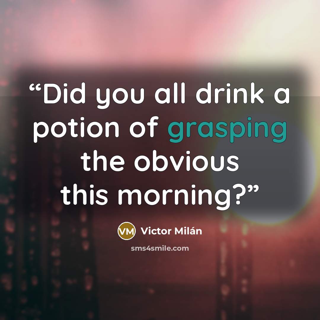 “Did you all drink a potion of grasping the obvious this morning?” quote by Victor Milán