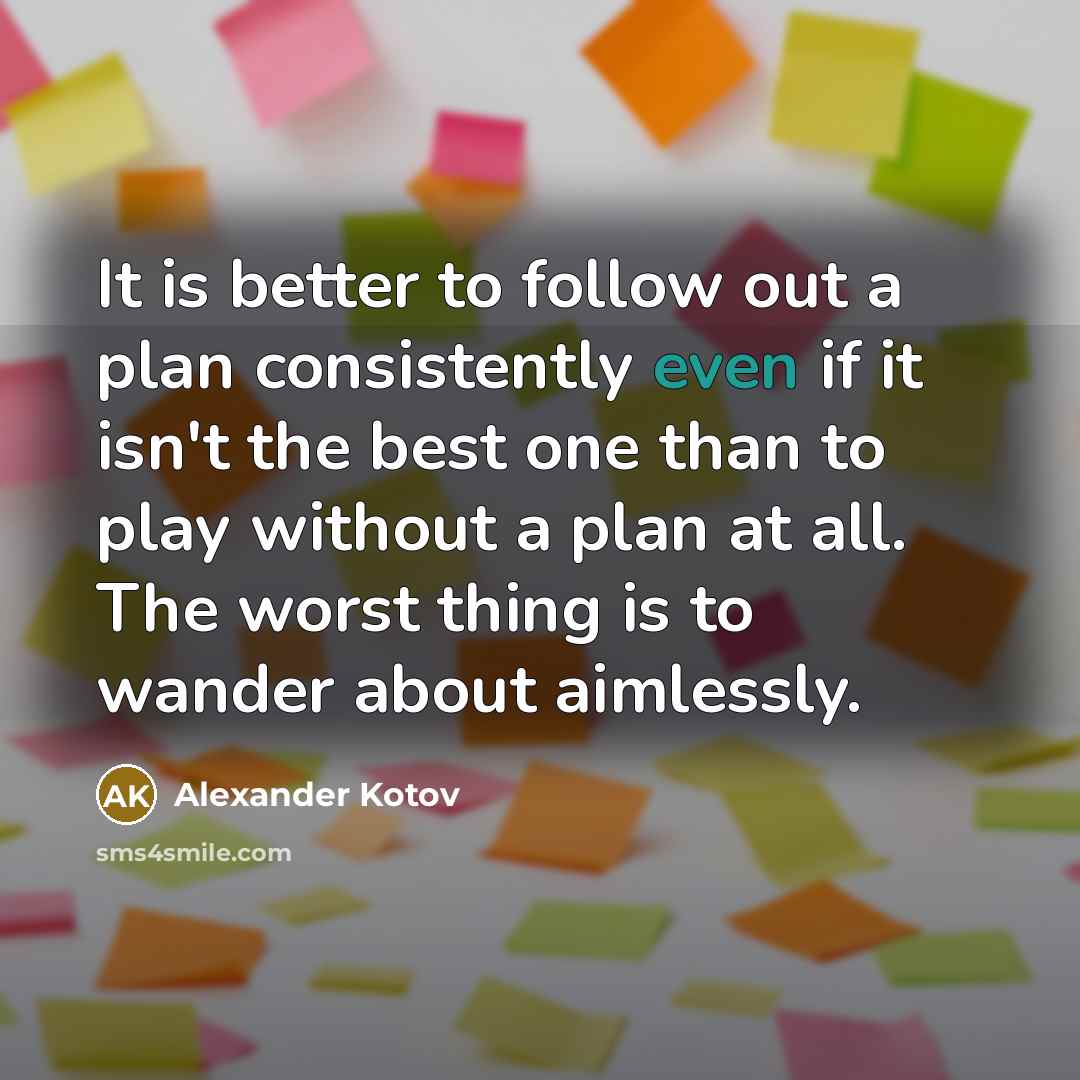 “It is better to follow out a plan consistently even…” quote by Alexander Kotov