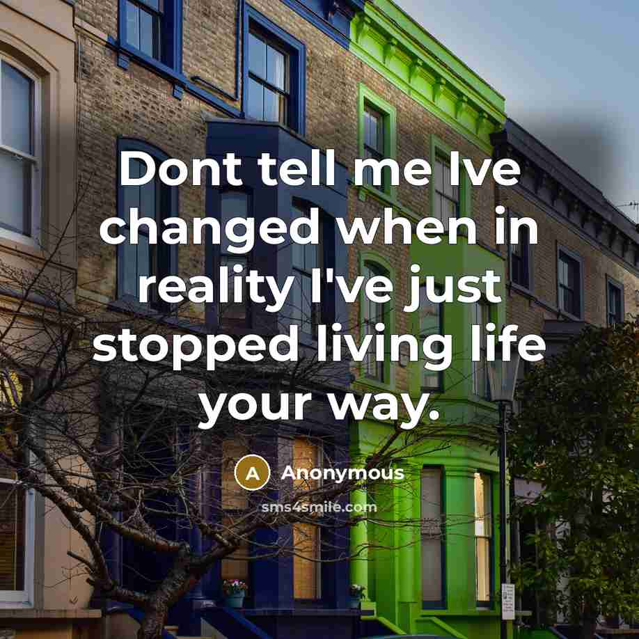 “Dont tell me Ive changed when in reality I've just…” quote by Anonymous