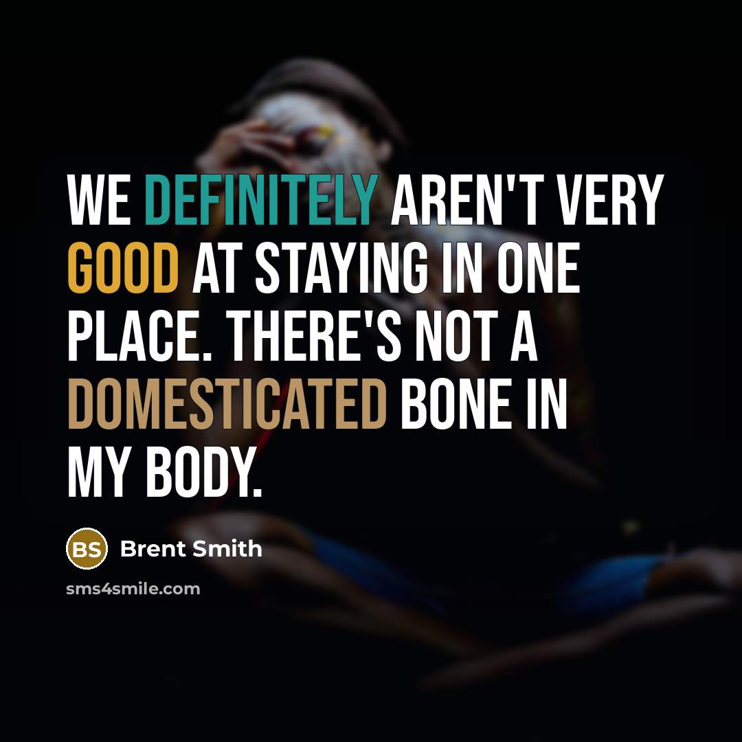 “We definitely aren't very good at staying in one place.…” quote by Brent Smith
