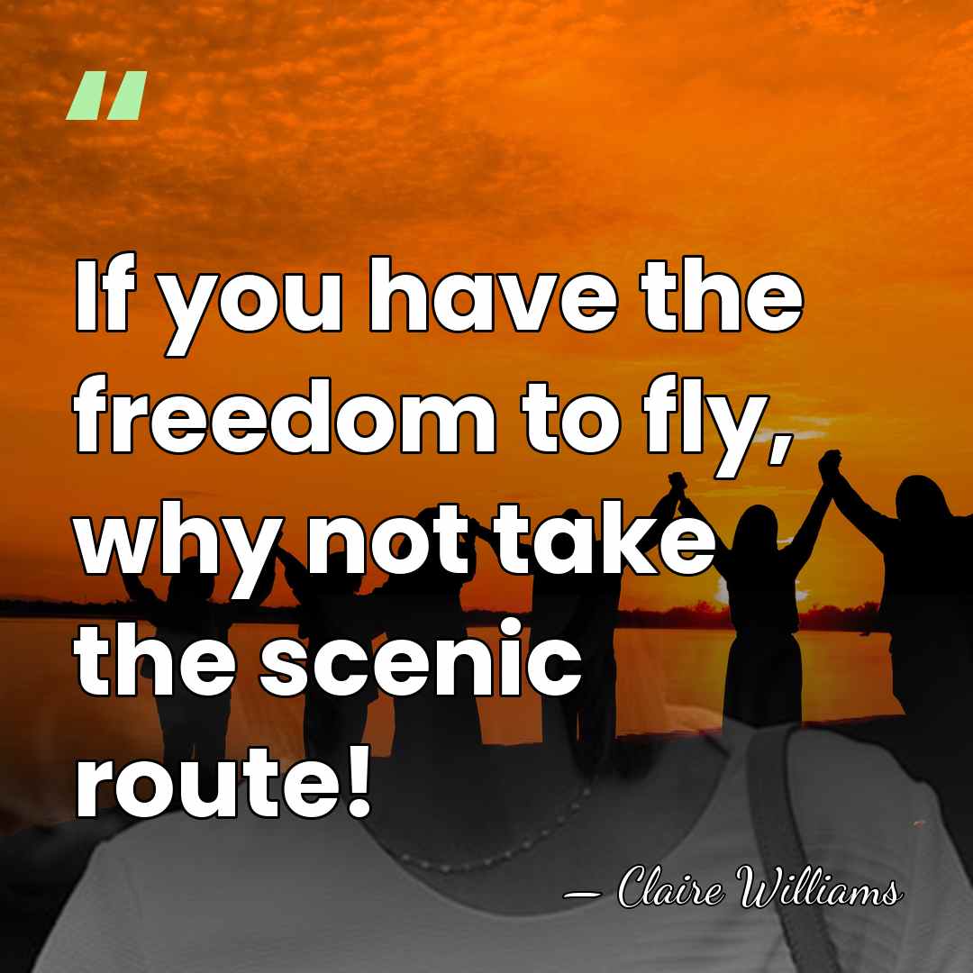If you have the freedom to fly, why not take the scenic&hellip; - Claire Williams