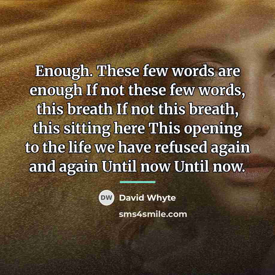 “Enough. These few words are enough If not these few…” quote by David Whyte