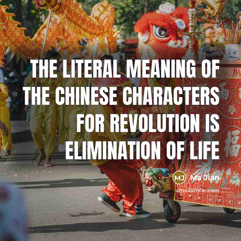 “The literal meaning of the Chinese characters for revolution is…” quote by Ma Jian