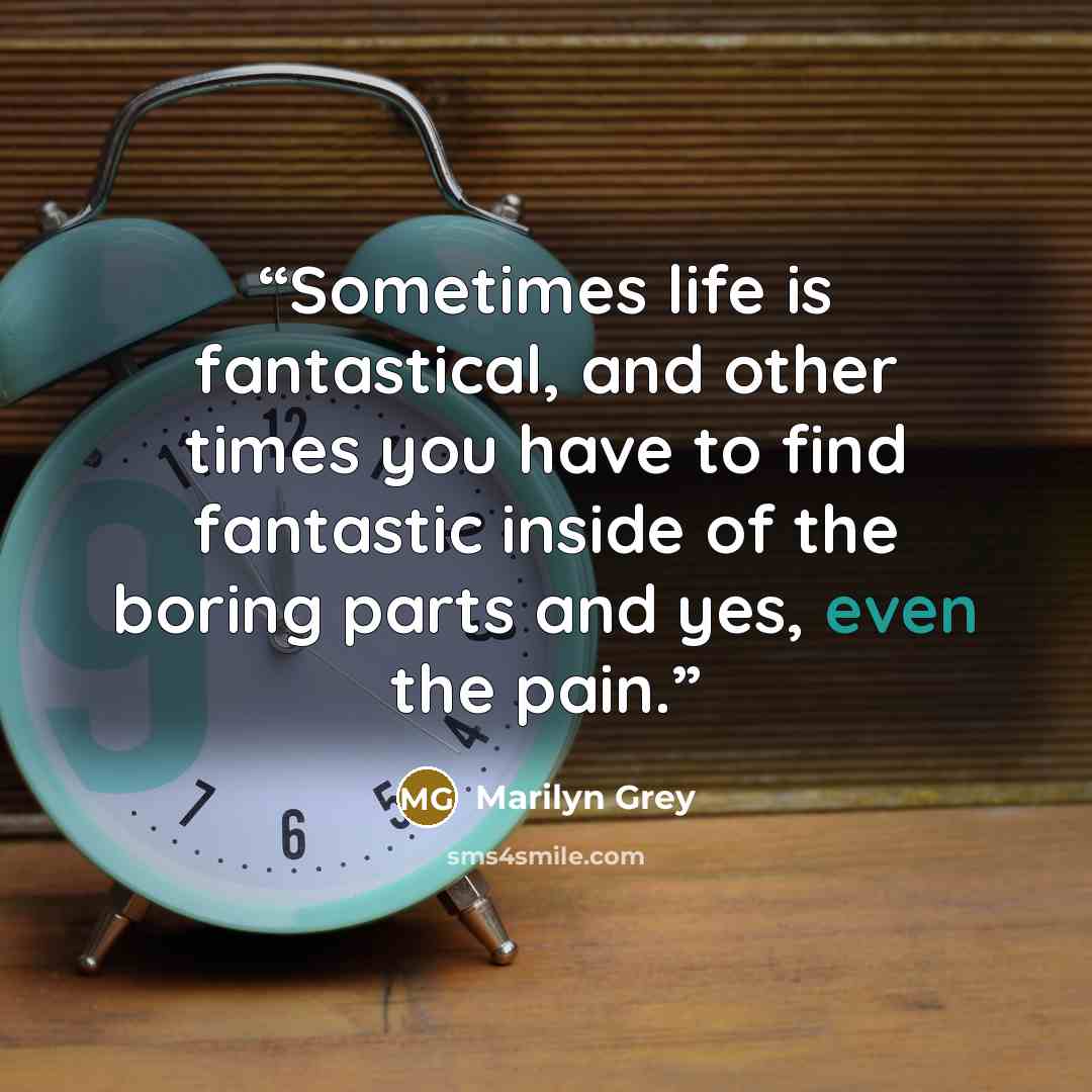 “Sometimes life is fantastical, and other times you have to find fantastic inside of the boring parts and yes, even the pain.” quote by Marilyn Grey
