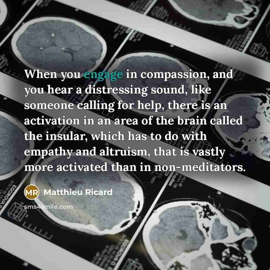 “When you engage in compassion, and you hear a distressing…” quote by Matthieu Ricard