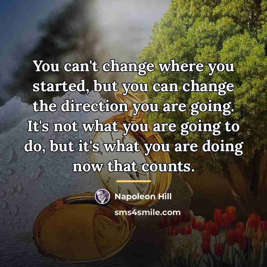 “You can't change where you started, but you can change…” quote by Napoleon Hill